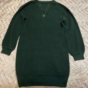 Women's Long Sleeve Sweater Dress V Neck Button Henley